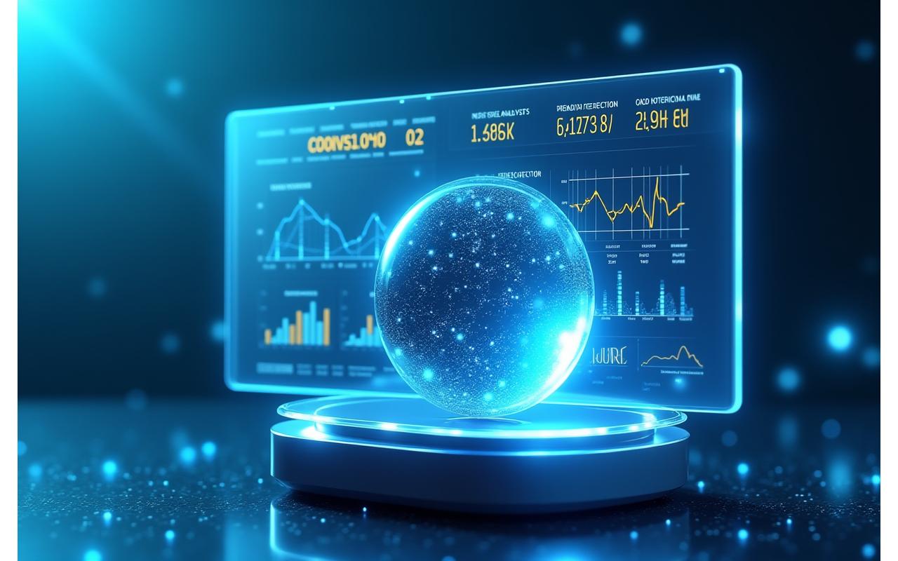 A predictive analytics dashboard showing future sales forecasts, trend identification, and demand modeling for a sneaker retail business, with clear charts and confidence intervals.