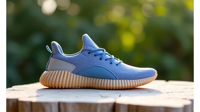 Stylish sustainable sneakers on a natural, earthy background.