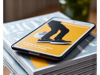 Stack of trendy fashion magazines with sneakers on the cover.
