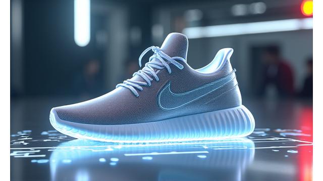 3D rendering of a customizable sneaker with design tools.