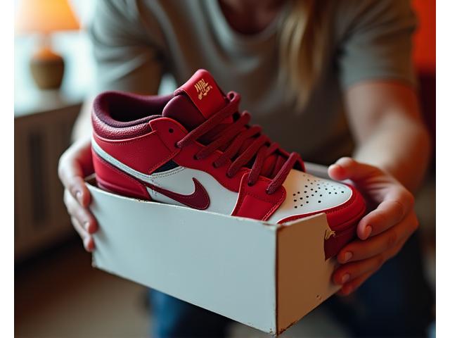 Young sneaker collector excitedly opening a pristine vintage Air Jordan box.