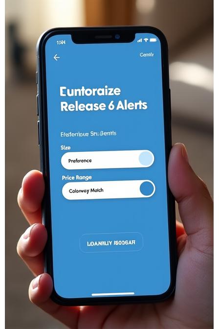 A smartphone screen displaying personalized sneaker release alert settings