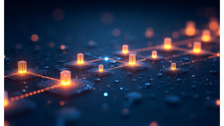 Visual representation of a secure digital transaction, with interconnected nodes and clear data flow.